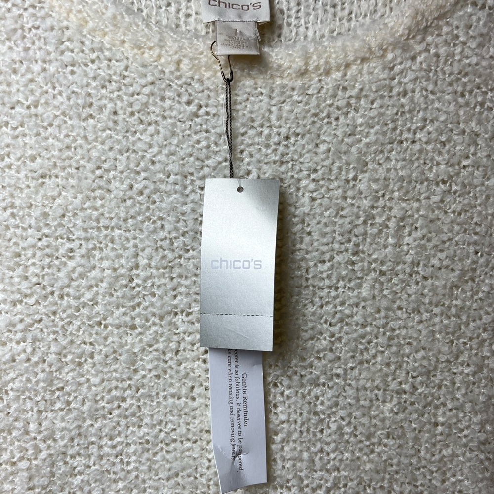 Chico’s NEW Jasmine Lace Trim Wool Blend Pullover Sweater Sz M - Picture 4 of 11